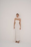 Embroidered Sleeveless Crepe Dress with Flowing Chiffon Shawl