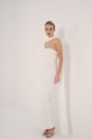 Embroidered Sleeveless Crepe Dress with Flowing Chiffon Shawl