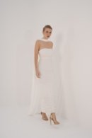 Embroidered Sleeveless Crepe Dress with Flowing Chiffon Shawl