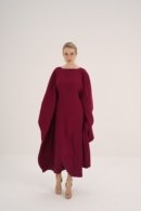 Dual-Tone Crepe Kaftan with Hidden Belt