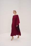 Dual-Tone Crepe Kaftan with Hidden Belt