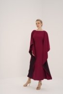 Dual-Tone Crepe Kaftan with Hidden Belt