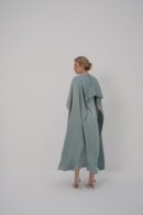 Elegant Asymmetric Silk Cape with Flowing Long Dress