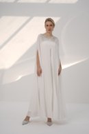 Hand-Embellished Chiffon Cape with Elegant Crepe Jumpsuit