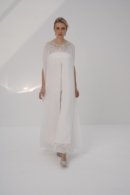 Hand-Embellished Chiffon Cape with Elegant Crepe Jumpsuit