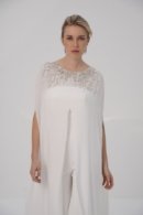 Hand-Embellished Chiffon Cape with Elegant Crepe Jumpsuit