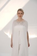 Hand-Embellished Chiffon Cape with Elegant Crepe Jumpsuit