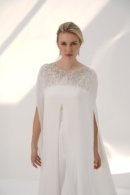 Hand-Embellished Chiffon Cape with Elegant Crepe Jumpsuit
