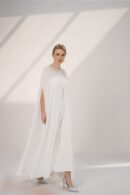 Hand-Embellished Chiffon Cape with Elegant Crepe Jumpsuit