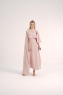 Asymmetric Crepe Cape with Pearl Details
